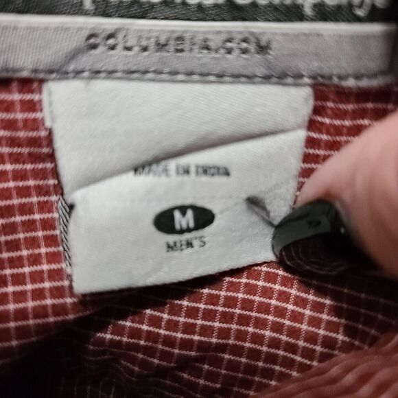 Columbia Mens Button Up Shirt Red Size Medium 100% Cotton Plaid Short Sleeve - Picture 6 of 12